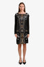 Just Cavalli Black Printed Silk Midi Dress Size 44