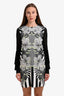 Just Cavalli Black/Lime Green Printed Long Sleeve Midi Dress Size 42