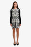 Just Cavalli Black/Lime Green Printed Long Sleeve Midi Dress Size 42