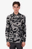Roberto Cavalli Black/White Printed Cotton Button Down Size 48 Mens