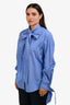 N.21 Blue Cotton Front Tie Detailed Long Sleeve Top Size 46