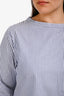 Sibel Saral Blue/White Striped Wide Boat Neck Cotton Top Size L