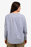 Sibel Saral Blue/White Striped Wide Boat Neck Cotton Top Size L