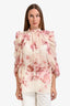 Giambattista Valli Cream/Pink Floral Sheer Silk Blouse Size 44