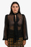 Thomas Wylde Black Sheer Silk Ruffle Blouse Size L