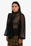 Thomas Wylde Black Sheer Silk Ruffle Blouse Size L
