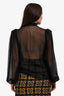 Thomas Wylde Black Sheer Silk Ruffle Blouse Size L