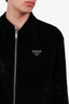 Prada Black Velvet Triangle-logo Zip-up Jacket Size L Mens