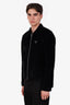 Prada Black Velvet Triangle-logo Zip-up Jacket Size L Mens