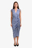 Veronica Beard Blue Stripe Ruched Maxi Dress Size 4