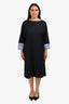 Sofie D'Hoore Black Cotton Long Sleeve Striped Cuff Sleeve Dress Size 38