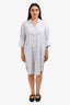 Acne Studios Blue/White Pinstriped Cotton Button Down Shirt Dress Size 38
