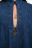 Valentino Blue Denim Long Sleeve 'V' Cut-Out Maxi Dress Size 44