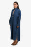 Valentino Blue Denim Long Sleeve 'V' Cut-Out Maxi Dress Size 44