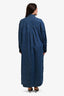 Valentino Blue Denim Long Sleeve 'V' Cut-Out Maxi Dress Size 44