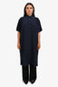 6397 Black Silk Button Down Shirt Dress Size M