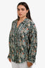 R13 Light Blue Floral Print Shredded Seam Ruffle Button Down Long Sleeve Shirt Size S