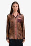 Pierre-Louis Mascia Brown/Pink Silk Graphic Print Long Sleeve Button Down Shirt Size S