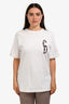 Christian Dior White Cotton Metallic Embroidered CD T-Shirt Size L
