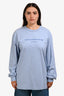 Alexander Wang Blue Glitter Logo Long Sleeve Top Size L