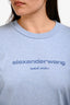 Alexander Wang Blue Glitter Logo Long Sleeve Top Size L