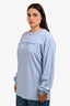 Alexander Wang Blue Glitter Logo Long Sleeve Top Size L