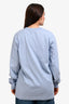 Alexander Wang Blue Glitter Logo Long Sleeve Top Size L