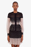 Alexander McQueen Black Silk Striped Top + Skirt Set Size S-M