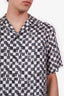 Amiri White/Grey/Black Silk Checkered Bowling Shirt Size 48 Mens