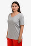 Burberry Brit Grey Cotton Deep-V Neck Knight Embroidered T-Shirt Size L