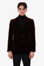 Salvatore Ferragamo Burgundy Velvet Single-Breasted Blazer Size 50 Mens