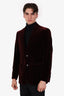 Salvatore Ferragamo Burgundy Velvet Single-Breasted Blazer Size 50 Mens
