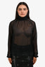 L'Agence Black Sheer Polka Dot Long Sleeve Blouse Estimated Size M