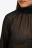 L'Agence Black Sheer Polka Dot Long Sleeve Blouse Estimated Size M