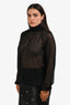 L'Agence Black Sheer Polka Dot Long Sleeve Blouse Estimated Size M