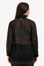 L'Agence Black Sheer Polka Dot Long Sleeve Blouse Estimated Size M