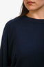 Tibi Navy Blue Cashmere Open Elbow Sweater Size L