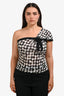 Jean Paul Gaultier Black/White Silk Blend One Shoulder Tank Top Size M