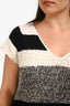 Brunello Cucinelli White/Black Cotton Knit Short Sleeve Top Size XL