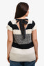 Brunello Cucinelli White/Black Cotton Knit Short Sleeve Top Size XL