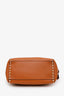 Valentino Brown Leather Rockstud Medium Double Handle Tote Bag