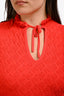 Sandro Red Knit Short Sleeve Keyhole Top Size 3