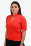 Sandro Red Knit Short Sleeve Keyhole Top Size 3