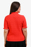 Sandro Red Knit Short Sleeve Keyhole Top Size 3