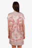 Hermès Beige/Red Silk 'Brides de Gala' Wrap Mini Dress Size 38