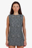 Gucci Grey Wool Sleeveless Buttoned Mini Dress Size 40