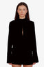Saint Laurent Black Velvet High Neck Long Sleeve Mini Dress Size 38