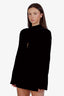 Saint Laurent Black Velvet High Neck Long Sleeve Mini Dress Size 38