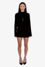 Saint Laurent Black Velvet High Neck Long Sleeve Mini Dress Size 38