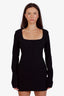 Acne Studios Black Wool Blend Square Neck Long Sleeve Corset Mini Dress Size 38